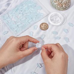 魚のビーズを使ったストレッチブレスレットのDIYキット  ガラスビーズ入り  伸縮性のある糸  ライトスカイブルー  ビーズ：15x8x5mm  穴：1mm  100個/箱&nbsp;GLAA-SC0001-77B