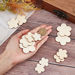 4袋4スタイル天然木製カボション  ジュエリー作りのための  未完成の木材のスライス  花  バリーウッド  1バッグ/スタイル&nbsp;WOOD-CA0001-22