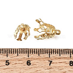 フラワー真鍮ビーズキャップベイル  カドミウムフリーと鉛フリー＆ニッケルフリー  18KGP本金メッキ  12x8x9mm  穴：1.2mm&nbsp;KK-CBA1A60-23B-G