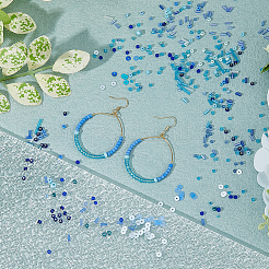 DIYプラスチックスパンコール＆シードビーズジュエリー作りキット  ブルー  2~8x0.3~4mm  穴：0.7~1mm  290 G /ボックス  約：20450個&nbsp;DIY-DC0002-85C