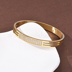 304 Stainless Steel Micro Pave Clear Cubic Zirconia Bangles for Women&nbsp;BJEW-B161-01G