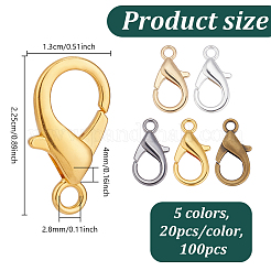 100Pcs 5 Colors Zinc Alloy Lobster Claw Clasps&nbsp;FIND-GA0008-18