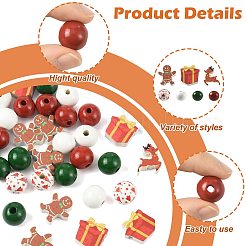 50Pcs Christmas Wood Beads&nbsp;WOOD-FS0002-42