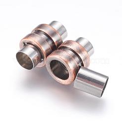 304ステンレススチール製マグネット留め具、接着端付き  コラム  赤銅鉱  16x10mm  穴：6mm&nbsp;STAS-F123-08R