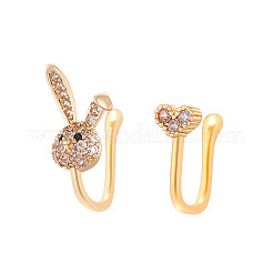 Rabbit Heart Brass Micro Pave Clear Cubic Zirconia Clip on Nose Rings&nbsp;FS-WGAE293-04