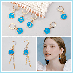 12Pcs 12 Constellations Alloy Enamel Charms Locking Stitch Makers&nbsp;HJEW-PH01593