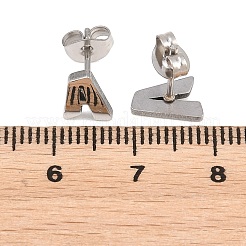 304ステンレススチールスタッドピアス  a～zの文字  ステンレス鋼色  8~9.5x5~8.5mm  26のペア/セット&nbsp;SA-T001-03P