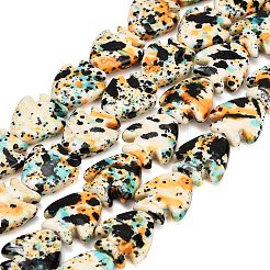 染め合成ターコイズビーズ連売り  魚  オレンジ  14x13x4.5mm  穴：1.5mm  約28個/連  15.35''（39センチメートル）&nbsp;GG-CBAAE19-03B-04