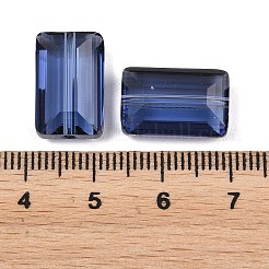 K9ガラス  模造オーストリアクリスタルビーズ  グレードAAA  多面カット  長方形  プルシアンブルー  10x15.5x7mm  穴：0.9~1mm&nbsp;SWAR-F081-10x16mm-20