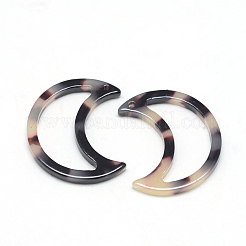 セルロースアセテート（樹脂）ペンダント  ムーン  アンティークホワイト  25.5x21.5x2.5mm  穴：1.5mm&nbsp;KY-S137-A304