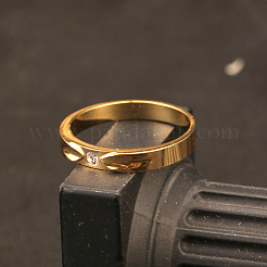 304ステンレススチール製フィンガー  ラインストーン付き  ゴールドカラー  usサイズ9（18.9mm）&nbsp;FS-WG2B73A-04