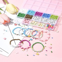 DIYブレスレットジュエリー検索キット  ガラスシードビーズ入り  アクリルビーズ  ミックスカラー  4mm  穴：1.5mm  5色  12 G /カラー  60グラム&nbsp;DIY-FS0007-83