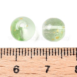 つや消しベーキングペイントガラスビーズ  黄金のグリッターパウダーで  ラウンド  薄緑  8~8.5mm  穴：1.4~1.6mm&nbsp;X1-DGLA-N005-8mm-08