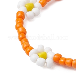 ガラスのストレッチブレスレット  ダークオレンジ  内径：2インチ（5cm）&nbsp;BJEW-JB11075-03