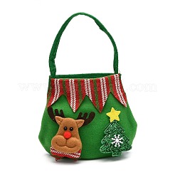 クリスマス不織布キャンディーバッグデコレーション  ハンドル付き  クリスマスパーティースナックギフトオーナメント用  グリーン  鹿の模様  29x18x1~1.5cm&nbsp;ABAG-I003-04D