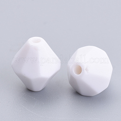 不透明なアクリルビーズ  双円錐形  ホワイト  4x4mm  穴：1mm  約10652個/262g&nbsp;LS-SACR-S300-02A-01