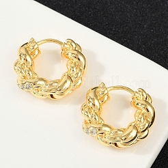 ツイスト真鍮キュービックジルコニアフープピアス  18KGP本金メッキ  17.5x5x15.5mm&nbsp;EJEW-Q016-18G
