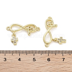 Rack Plating Brass Micro Pave Clear Cubic Zirconia Infinity with Cross Links Connector&nbsp;KK-Z064-31G