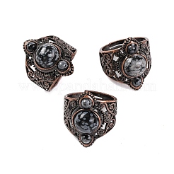 Mixed Stone Retro Finger Rings&nbsp;RJEW-B067-01R