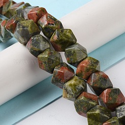 Natural Unakite Star Cut Round Beads Strands&nbsp;G-M418-C07-01