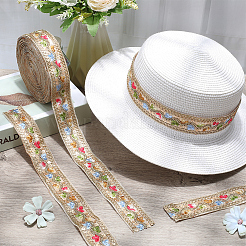 ポリエステル刺繍スパンコールリボン  洋服アクセサリー  アンティークホワイト  1-3/8インチ（36mm）&nbsp;OCOR-WH20003-39C