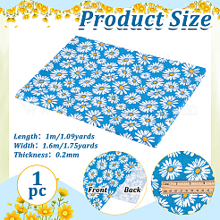1mの綿生地  服装アクセサリー  デイジーの花の模様  スチールブルー  1600x0.2mm&nbsp;DIY-FG0009-81C