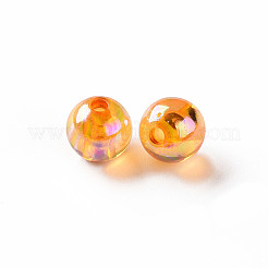 透明なアクリルビーズ  ABカラーメッキ  ラウンド  オレンジ  8x7mm  穴：2mm  約478個/137g&nbsp;LS-MACR-S370-B8mm-724