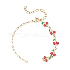4Pcs 4 Styles 304 Stainless Steel Enamel Red Cherry Link Chain Bracelet Making&nbsp;AJEW-JB01482