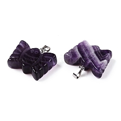 Natural Amethyst Carved Butterfly Pendants&nbsp;G-N342-01D