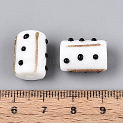 手作りの金箔ガラスの凹凸ビーズ  コラム  ホワイト  15~16x10~13mm  穴：1~1.8mm&nbsp;LAMP-ZX003-12-06