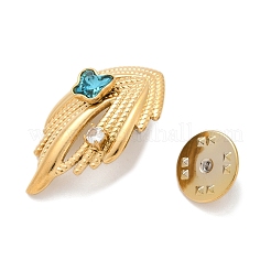Wing 304 Stainless Steel Pave Cubic Zirconia Brooches for Backpack Clothes&nbsp;JEWB-Z041-01G