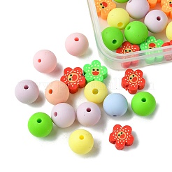 DIYジュエリー作りの発見キット  食品グレードのシリコンとポリマー粘土のフラワービーズ54個9スタイルを含む  ミックスカラー  8~10x4mm  穴：1~2mm  6個/スタイル&nbsp;DIY-FS0005-91