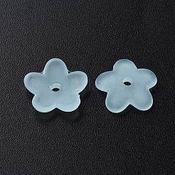 透明なアクリルビーズ  艶消し  花  シアン  12.5x13x2.5mm  穴：1.8mm  約2439個/500g&nbsp;MACR-S373-118-D07