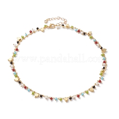 Rondelle Glass Charm Necklaces and Bracelets Jewelry Sets&nbsp;SJEW-JS01151