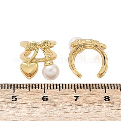 真鍮プラスチック製模造真珠カフイヤリング  チェリー  18KGP本金メッキ  13.5x13mm&nbsp;EJEW-Q036-01G