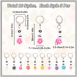 Flower Acrylic & Polymer Clay Pendant Locking Stitch Markers&nbsp;HJEW-SC00096