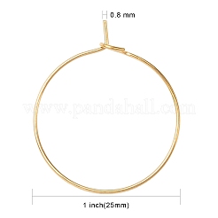 イオンプレーティング（IP）316Lサージカルステンレススチールフープピアス金具  ワイングラスチャームのパーツ  18KGP本金メッキ  25x0.7mm  21ゲージ&nbsp;STAS-D164-01G