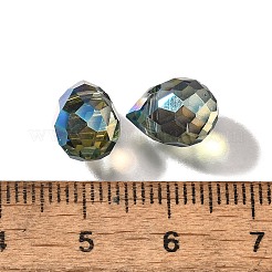 クリアガラスペンダント  ティアドロップチャーム  多面カット  ABカラーメッキ  ダークスレートグレー  10.5x8mm  穴：1.2mm&nbsp;GLAA-P070-A02