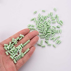 ガラス竹ビーズ  不透明な色が染み込む  丸い穴  ライムグリーン  8~10x4mm  穴：1.8mm  約1800個/ポンド&nbsp;SEED-S055-A-004