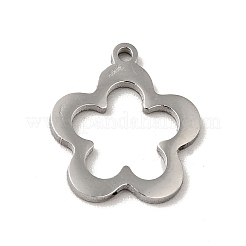 変色しない304ステンレススチールのテクスチャペンダント  ハート  ステンレス鋼色  13x12x1mm  穴：1mm&nbsp;STAS-J040-11B-P