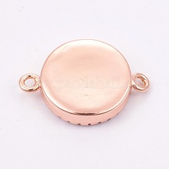 Brass Micro Pave Cubic Zirconia Cabochon Connector Settings&nbsp;KK-F748-03RG