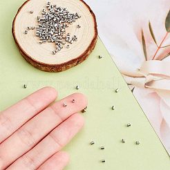 304ステンレススチールスペーサービーズ  コラム  ビーズコンテナ付  ステンレス鋼色  2x2mm  穴：0.9mm  約200個/箱&nbsp;STAS-UN0001-61P