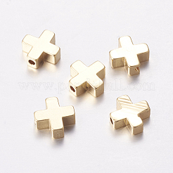 真鍮ビーズ  クロス  ミックスカラー  8x8x3mm  穴：1.4mm&nbsp;KK-K182-01