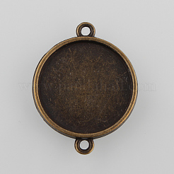 Flat Round Two-Sided Alloy Cabochon Connector Settings&nbsp;PALLOY-N0087-05AB-NF