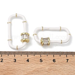 Oval Brass Micro Pave Clear Cubic Zirconia Locking Carabiner&nbsp;KK-H256-01G-04
