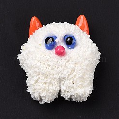 漫画の不透明樹脂カボション  モンスターシェイプ  ホワイト  23x21.5x11mm&nbsp;RESI-G059-01B