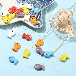 6個6色手作りランプワークビーズ  魚  ミックスカラー  20~21x13~14x4.5~6mm  穴：1.2~1.8mm  1pc /カラー&nbsp;LAMP-FS0001-82