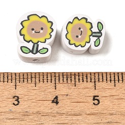 ポリマークレイビーズ  ヒマワリ  ゴールド  12.5x10x5mm  穴：2mm&nbsp;CLAY-Z003-05