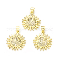 Rack Plating Brass Micro Pave Clear Cubic Zirconia Pendants&nbsp;KK-C011-13G