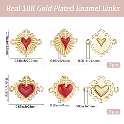 6Pcs 2 Styles Brass Enamel Connector Charms&nbsp;KK-BBC0019-84